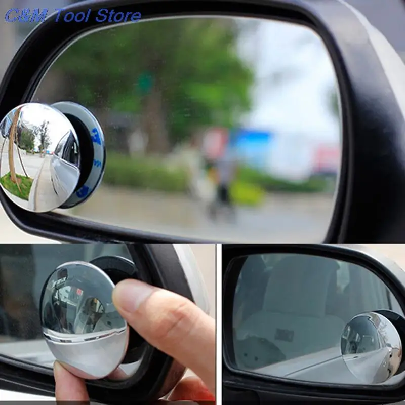 

2pcs Car Rearview Adjustable Universal Convex Mirror for parking safety 360 Degree wide angle Round blind spot mirror