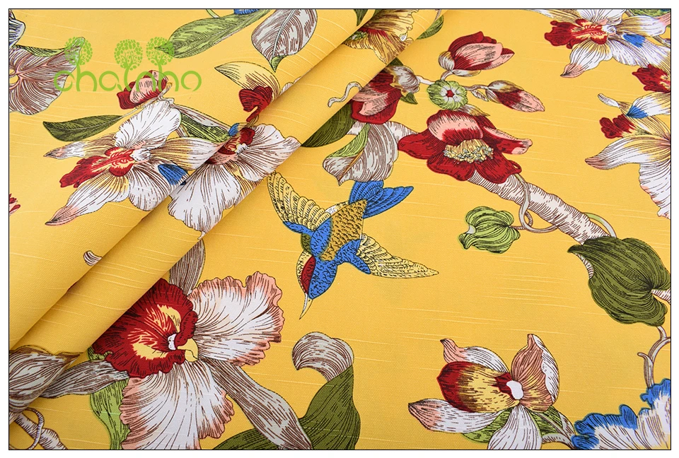 Chainho, птицы и цветочные узоры, хлопковая холщовая ткань, швейная ткань ручной работы, одежда для дивана, сумки для штор, материал для украшения дома