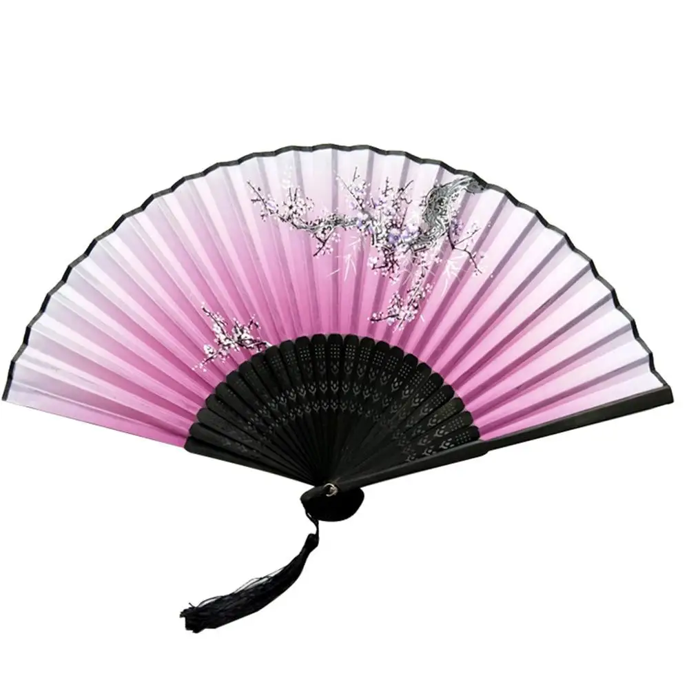 Складной вентилятор женский ручной вентилятор кружевные вентиляторы с кисточкой женские выдолбленные бамбуковые ручные вентиляторы для декора стен китайский веер CD - Цвет: Бургундия
