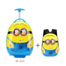 Мультяшный детский Багаж, Дорожный чемодан на колесиках, багажная сумка на колесиках, 16 дюймов, милый детский рюкзак на колесиках, Подарочный рюкзак