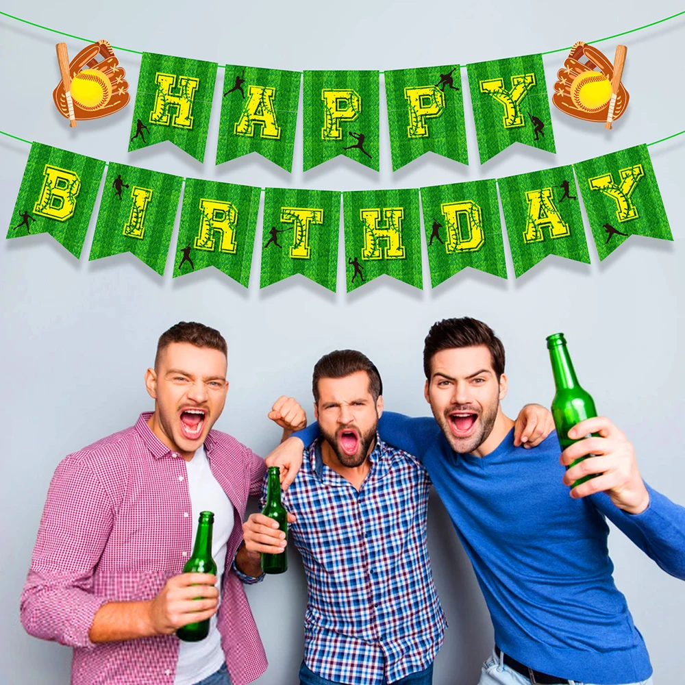 Tournament Softball Sports Game HAPPY BIRTHDAY Party Banner Backdrops Flag Bunting Tableware Sets Baby Shower Supplies | Дом и сад