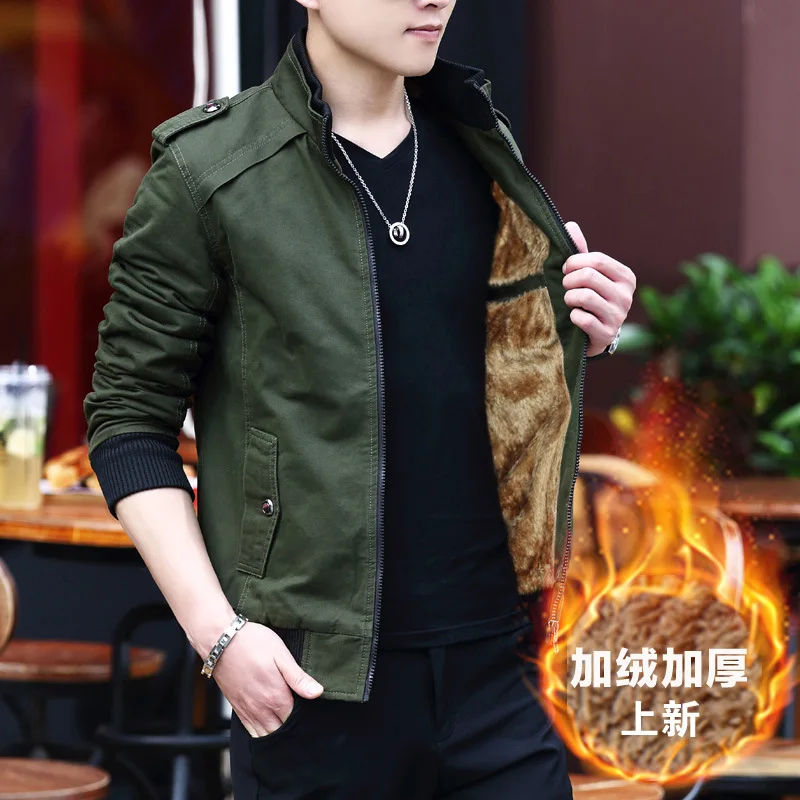 

Pure Cotton Washing Jacket Young MEN'S Thin MEN'S Casual Jacket Men's Brushed And Thick Army Workwear Winter