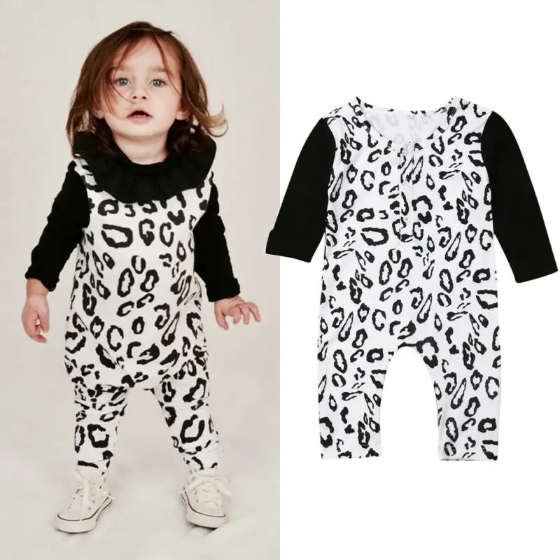

Pudcoco 2019 Autumn Newborn Baby Girl Boy Leopard print Clothes Romper Long Sleeves Jumpsuit Outfits Fall