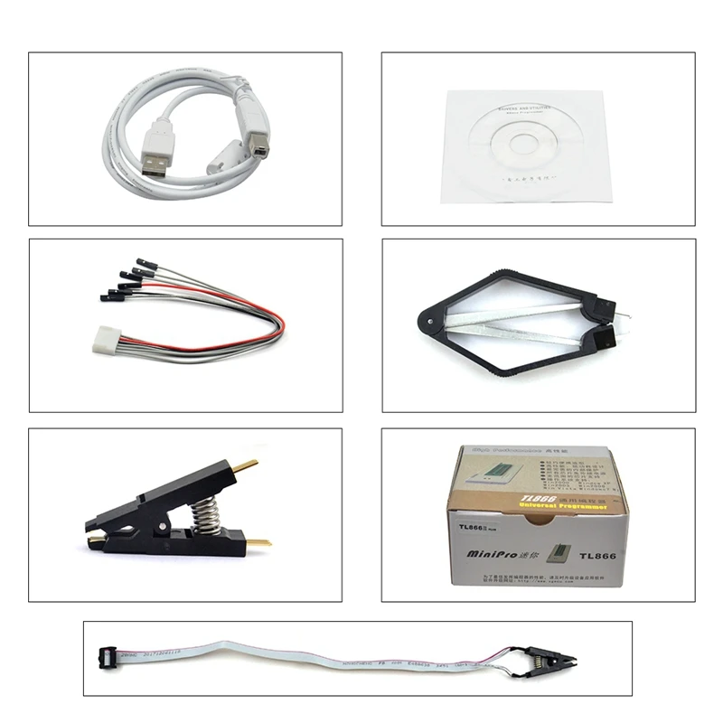 V8.33 Tl866Ii Plus Универсальный программер MiniPro+ 28 адаптеров+ тестовый зажим Tl866 Pic bios высокоскоростное программирующее устройство
