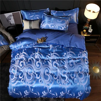 

Blue imitation silk Duvet Cover Set Pillowcase 3pcs 200×230,Bedding Set King Size，160×200 Comforter/Quilt Cover/Blanket Cover