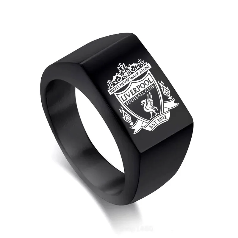 

Liverpool FC Logo Fans Ring Custom DIY Laser Engraving Name Sport Logo 8mm Stainless Steel Ring for Mens Womens Gifts