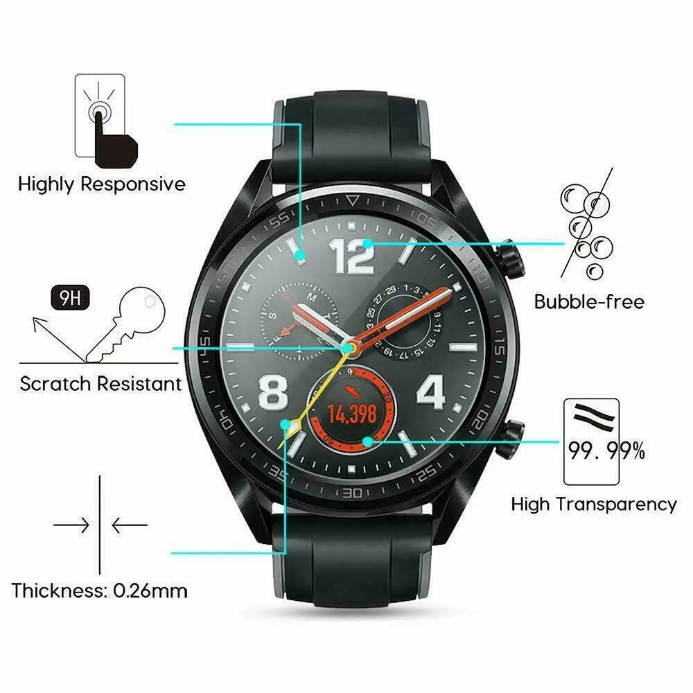 3Pack Tempered Glass Screen Protectors for Huawei Watch GT 2 Pro Explosion Proof Anti Scratch Smartwatch Protective Glass