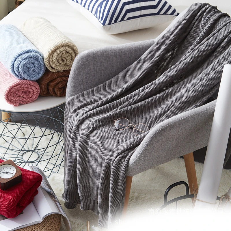 

Nordic Knitted Osmanthus Blanket Cotton Thread Blanket For Sofa Travel TV Multifunction Nap Cover Blanket Soft Bedspread Mantas