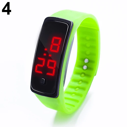 Детские часы детские светодиодные цифровые спортивные часы для мальчиков и девочек мужские и женские Электронные Силиконовые наручные часы с браслетом - Цвет: Green 23 cm
