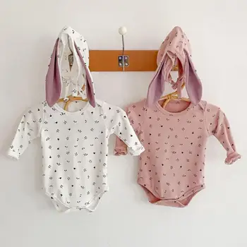 

Autumn Newborn Baby Girl Boy Bodysuit Cotton Floral Print Jumpsuit Long Sleeve Baby Bodysuit With Hat 2pcs Baby Clothes Outfits