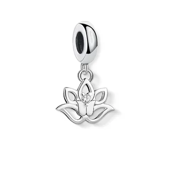 

100% Real 925 Sterling Silver Lotus Flower Of Purity Charms Beads Fit Bracelet For Women Pendant Jewelry Making