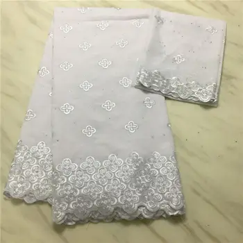 

7 Yards White African Dry Lace Fabric High Quality Lace Swiss Voile Lace Switzerland Nigerian Cotton Lace For Wedding Party