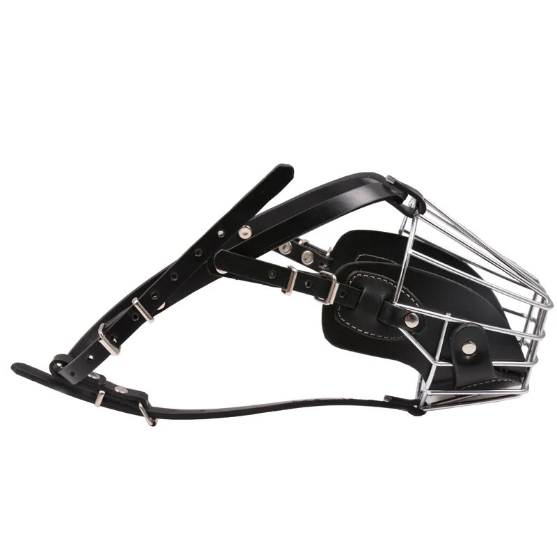 Dog Muzzle Benepaw Anti-bite Large Dog Muzzle Wire Basket Metal Mask Adjustable Leather Straps Mouth Cover