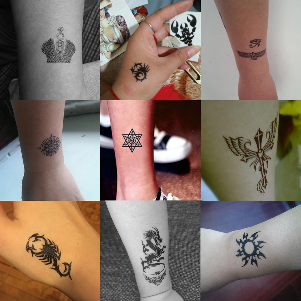 30Pcs/Lot,Waterproof Temporary Fake Tattoos Stickers,Water Transfer, Black Dragon Skull for Women,Men,Cool,Totem,Body Art,Makeup