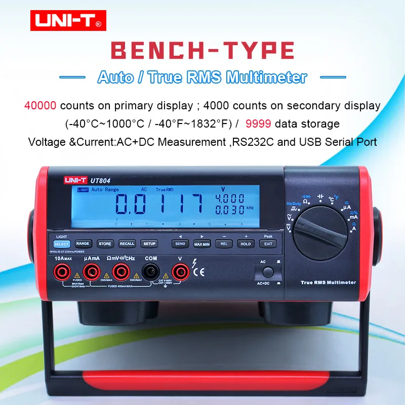 Цифровой мультиметр True RMS Bench Type UNI T UT804 DMM HZ тестер температуры конденсатор 40000
