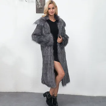 

2020Autumn and winter New Women Imitation Fur Jacket Imitation Fox Fur Parkas arkas Fashion long Large Size Coat overcoat YH689