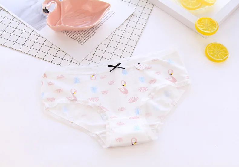 Pink Goose Женские трусы из хлопка с рисунком фламинго, милое нижнее белье для девочек, трусы, нижнее белье с рисунком из мультфильма, женские трусы - Цвет: Pink Goose