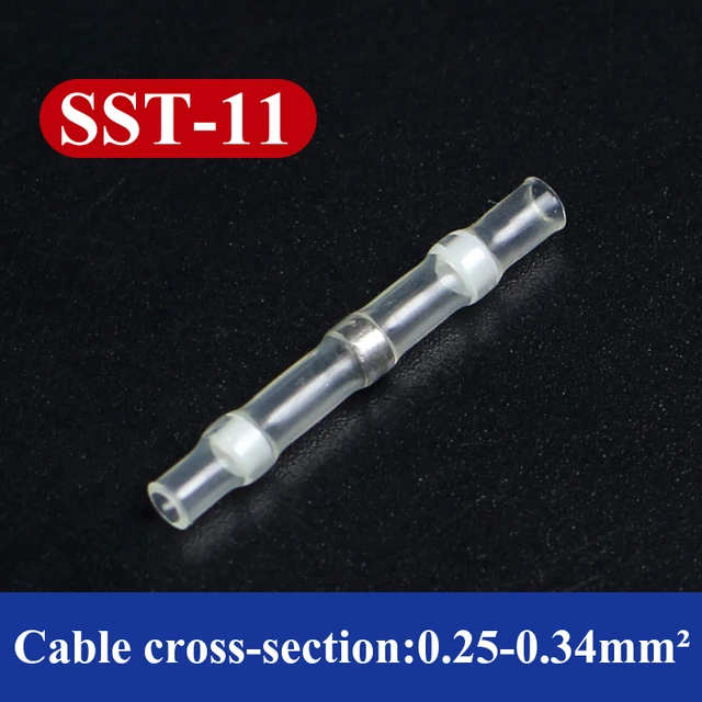 20/50/100/200/220PCS Solder Seal Wire Connectors splice Waterproof Heat Shrink Solder Butt Connectors Electrical Wire Terminals SST-11 white