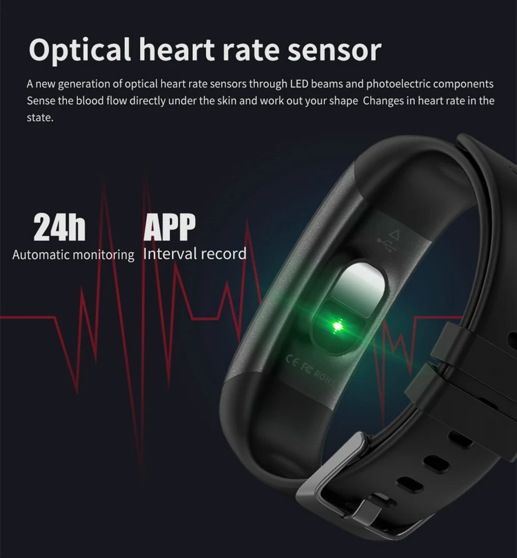 EFFEOKKI Wearfit 2.0 Smart Bracelet Watch Children Kids Step Counter Heart Rate Thermometer Screen Touch Fitness Band Tracker