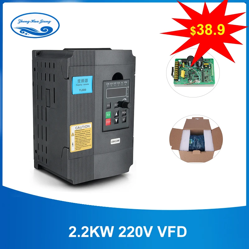 Günstig 2.2KW 220V VFD Einphasig eingang 220v und 3 Phase Ausgang 220V Frequenz Konverter Einstellbare Geschwindigkeit stick Frequenz Inverter
