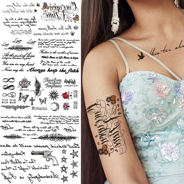 Quotes Letter Small Words Temporary Tattoos For Women Kids Adults Star Funny  Tattoo Sticker Black Cross Fake Face Tatoo Cute - Temporary Tattoos -  AliExpress