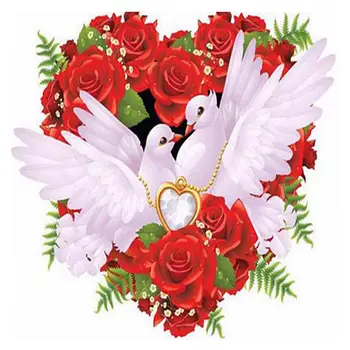 

Full Diamond Round Diamond 5D DIY Diamond Painting "Love Flower Dove" Diamond Embroidered Cross-stitch Rhinestone Gift
