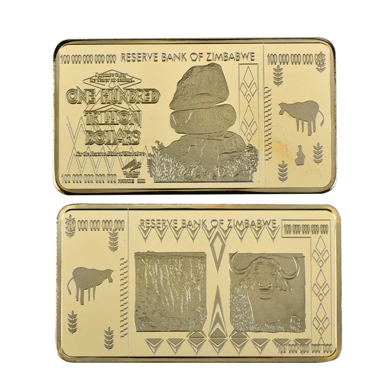 Zimbabwe Placcato Oro Monete Da Collezione Oro Bar Sfida Moneta Africa Moneta Souvenir Originale Regalo