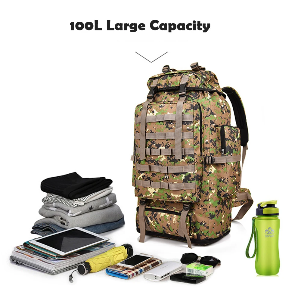 100L открытый тренировочный охотничий рюкзак Molle, сумка для альпинизма, сумка для выживания, сумка для разведения, походный рюкзак