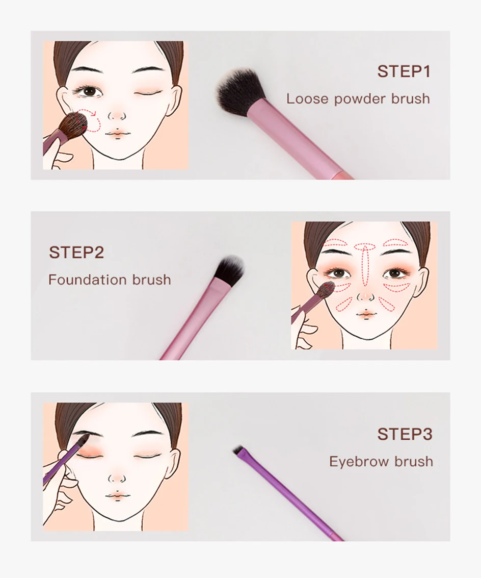 Conjunto de Pincéis de Maquiagem Conjunto de Ferramentas Cosméticos em pó Sombra de Olho Mistura Beleza Maquiagem Escova Dukan Marca Inteira Venda 3 Pçs 6 Cheap Aplicador de sombra