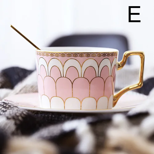 E Top Grade Bone China Coffee Cup Creative European Tea Cup Set And Saucer Home Party Afternoon Tea Porcelain Nice Gift BB95 - Цвет: E