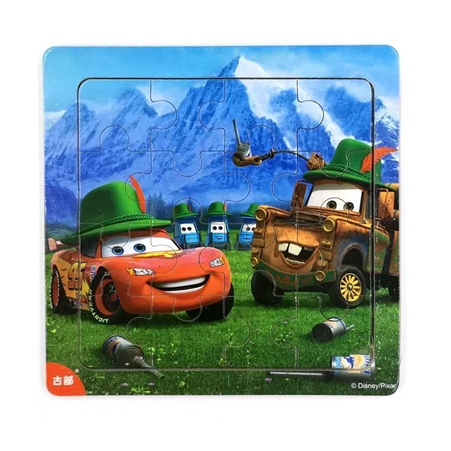 

9pcs /16pcs Disney Cars Mickey Mermaid Sofia Bear Printed Puzzle Toy Learning Education Interesting Wooden Toys For Children