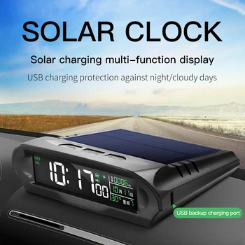 

NEW-A10 HUD Car Clock Solar Digital Meter Altitude Temperature Fatigue Driving Alarm Positioning Multi-Function Display
