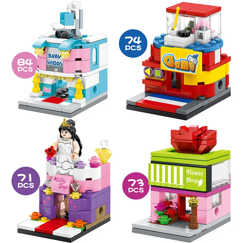 Single Mini City Street Series Fruit Flower Shop 3D Model Building Blocks Architecture Bricks Toys For Children Boys Girls Gifts | Игрушки и