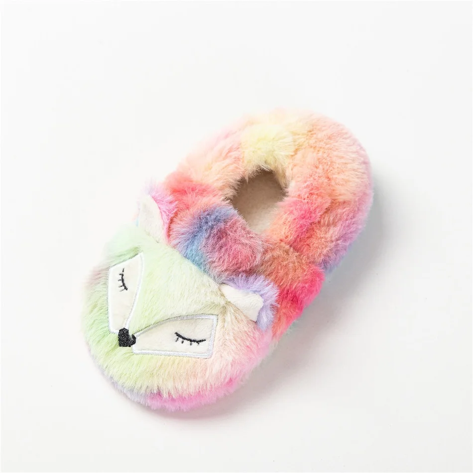 

PatPat 2020 New Autumn and Winter Toddler Tie-dye Colorful Animal Print Fluff Casual Slippers Fox Colorful for Children Shoes