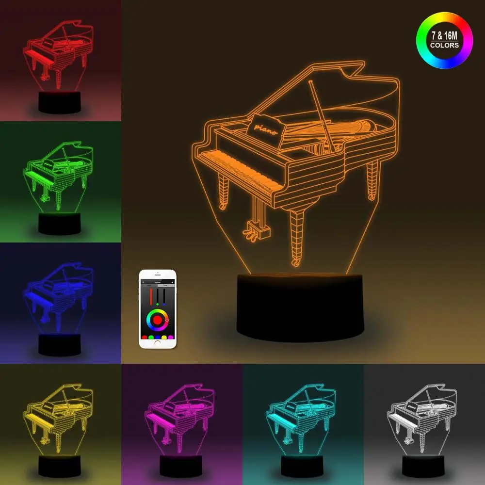 NiteApps 3D фортепиано ночник настольная лампа Иллюзия украшение подарок на день