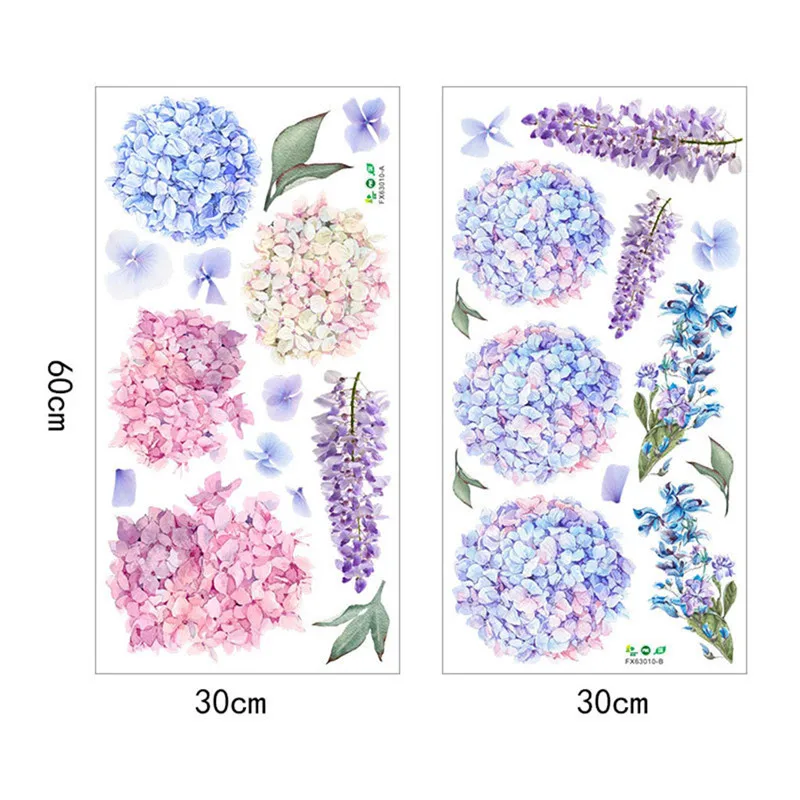1Pc Purple Lavender Flower Ball PVC Wall Sticker DIY Bedroom Wall Xmas Decor