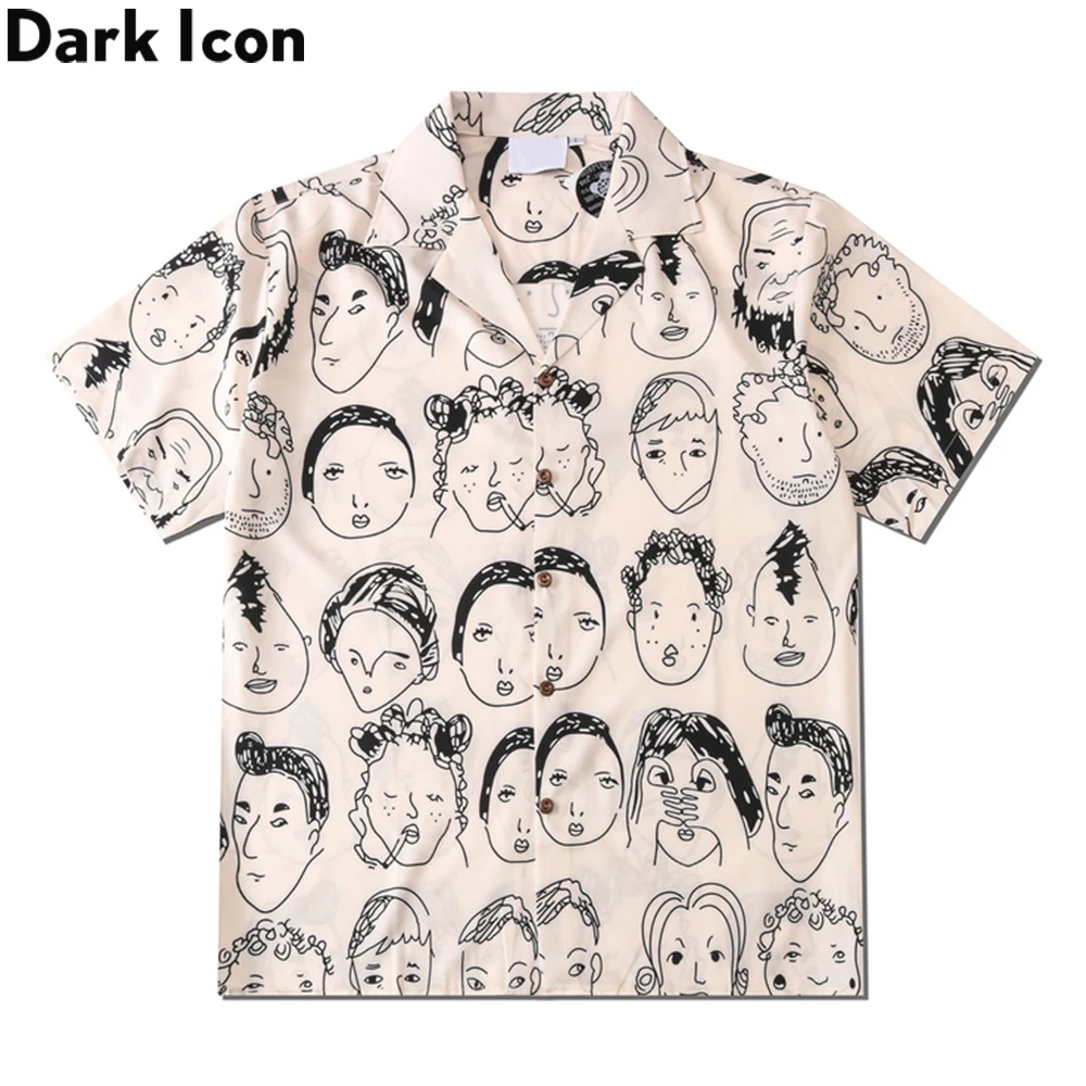 Dark Icon Full Printed Hawaiian Shirt Men Vintage Street Fashion Men's Shirts Summer Male Top