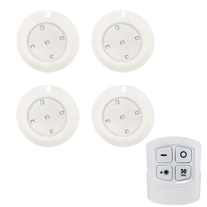 4 Lamp1 Remote Ночник светодиодный пульт дистанционного управления Управление 5 светодиодный свет шкафа Беспроводной пятно света беспроводной инфракрасный датчик, который крепится в любом месте, нажмите ночные лампы Батарея в комплект не входит - Испускаемый цвет: 4 Lamp1 Remote
