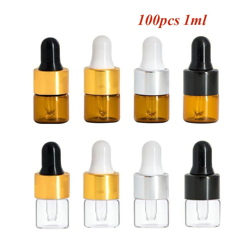 1 мл миниатюрная прозрачная янтарная бутылка-капельница для образцов бутылка