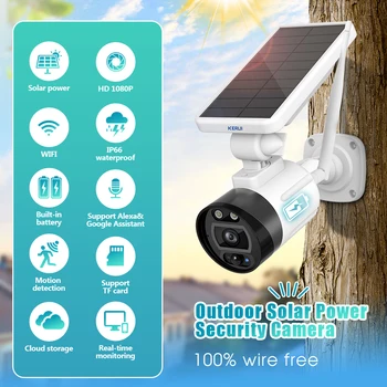 

KERUI 2MP Solar WiFi IP Camera Charging Battery Wireless Security Camera Alexa Cloud Storage IP66 Waterproof CCTV Surveillance