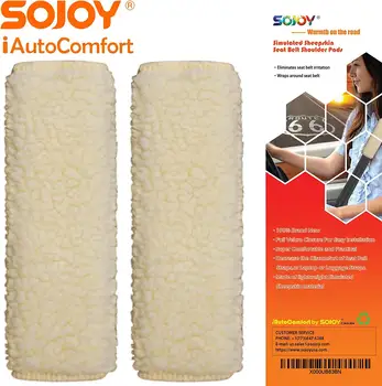 

Sojoy 1 Pair of Seat Belt Covers Simulated Sheepskin Soft Shoulder Pads Auto Seat Safety Belts Cushions Seat Armrest Padding