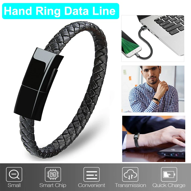 

Wearable USB Charging Bracelet Leather Bracelet Charger Cable Type-C USB Bracelet Charger Data Charging Cable for Cell Phone