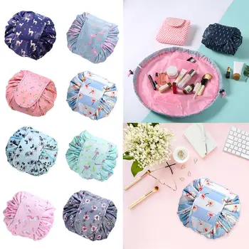 

High-capacity Drawstring Cosmetic Bags Case Fashion Flower Portable Oxford Wear-resisting Women Lazy Makeup Storage Pouch