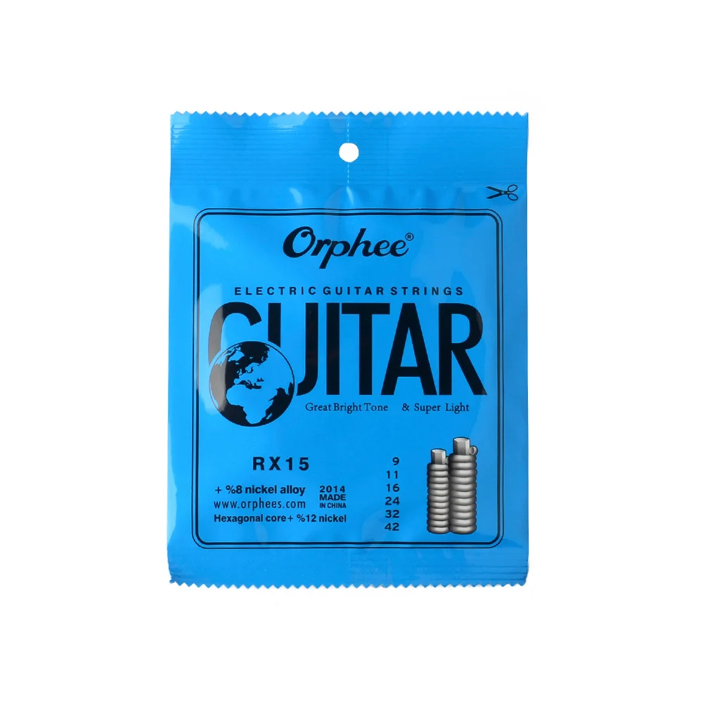RX15 009 inch Orphee 6-ой Электрогитары струны Никель сплава шестиугольная Ядро 009 010 011 дюймов RX15 RX17 RX19 гитары Запчасти и аксессуары - Color: RX15 009 inch