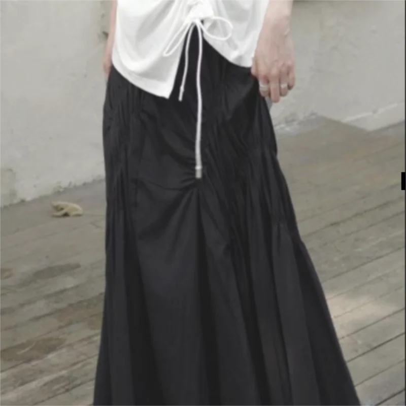 Ladies Half Skirt Summer New Dark a-Word Pleated Skirt Design Irregular Deconstruction In The Long Youth Fashion Half Skirt