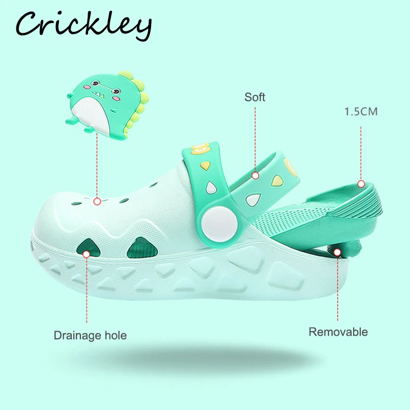 Kids Garden Shoes Soft Non Slip Removable Croc Shoes for Toddler Boys Girls Cartoon Animal Pattern Beach Bathroom Slippers