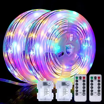 

2Pack LED Rope Lights Christmas Decoration 15m String Lights RGB Lamp Xmas Home Outdoor Holiday Night Light 8 Mode Garland