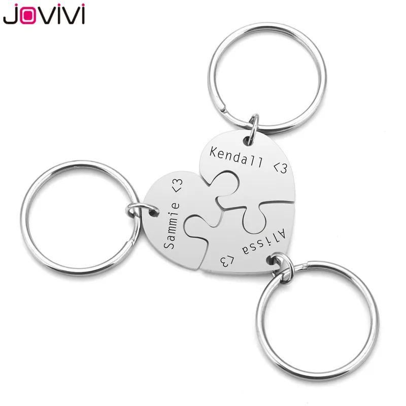 Jovivi, персонализированный брелок-головоломка с первоначальным именем в виде сердца из нержавеющей стали, семейные лучшие друзья, BFF, пазлы, брелок для ключей