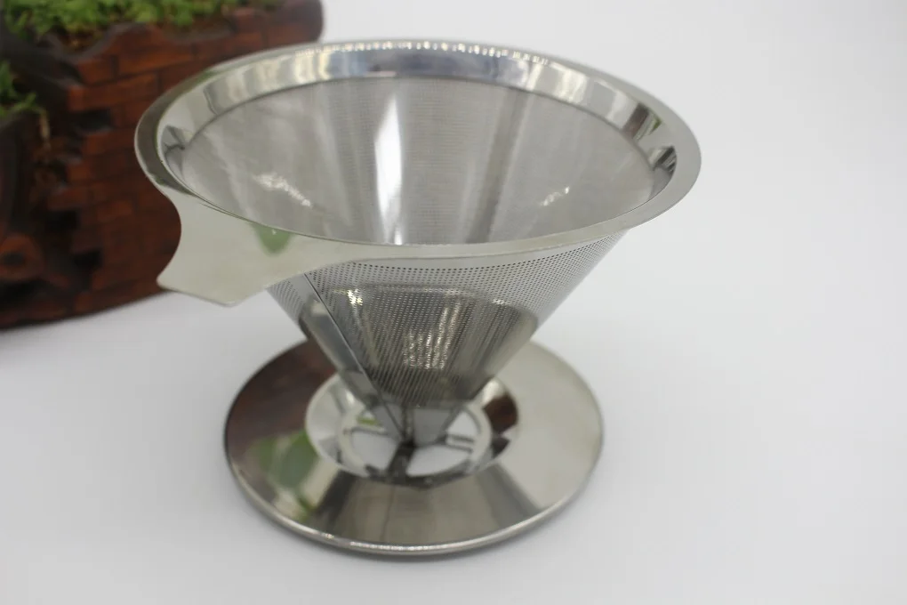 silver Нержавеющая сталь безбумажный Налейте кофе многоразовый конус кофе капельница фильтр кухонные инструменты кофейная посуда фильтры для кофе - Цвет: silver