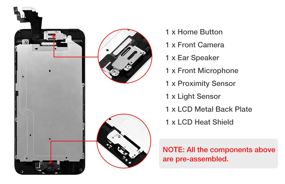 Pantalla для телефона 6 Plus lcd Черный Белый OEM с камерой динамик кнопка домой запасные части для iPhone 6plus дисплей Быстрая